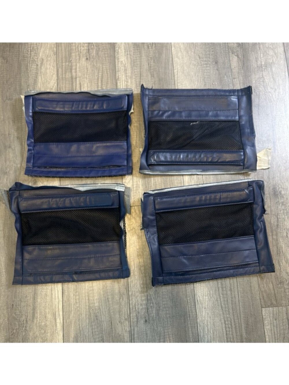 Southwest Airlines Seat Pocket Leather Lot Of 4 Pockets Blue Zipper Mess Vtg